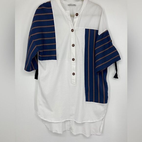 Zara Women’s Asymmetrical Long Shirt/Mini Dress Size M 100% Cotton - Picture 1 of 7